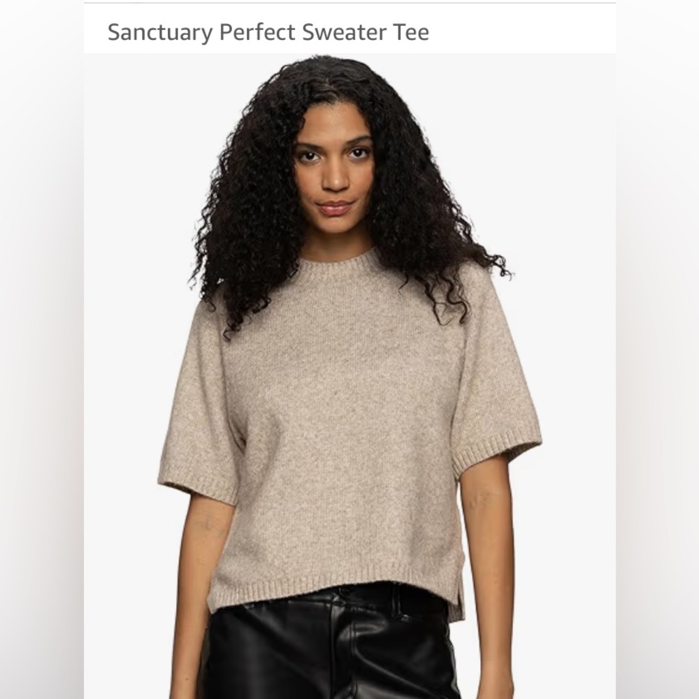 Sanctuary Crewneck Short-Sleeve Sweater in Oatmeal Size S NWT